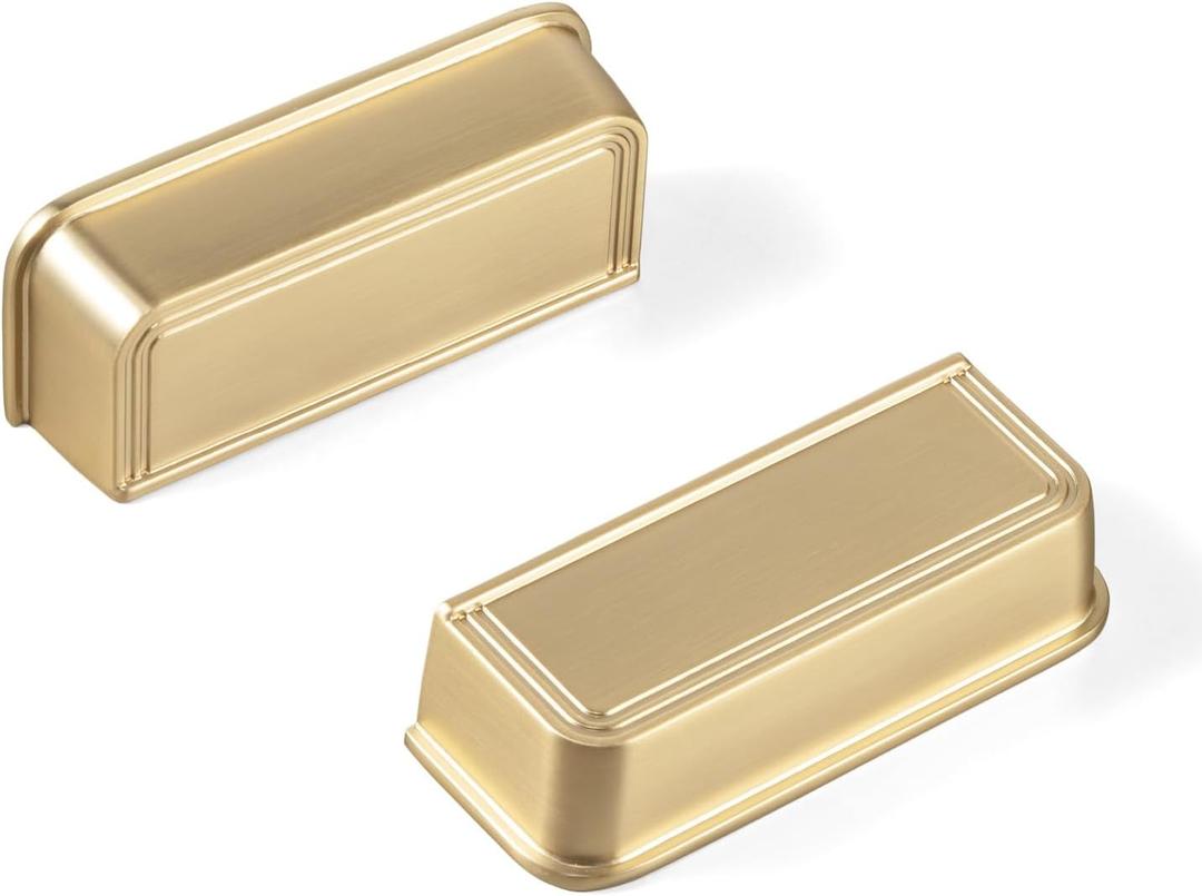 Goo-Ki 6 Pack Cup Pulls for Cabinets Champagne Bronze Bin Cup Drawer Pull, 3" (76mm) c-c Zinc Alloy Kitchen Hardware Champagne Bar Handles