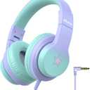 iClever HS19S Kids Headphones, 85dBA Safe Volume Limiter - Over Ear Stereo Headphones for Kids Boys Girls, Foldable 3.5mm Jack Wired Headphone for iPad/Tablet/School/Travel