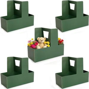 YANQINQIN 5PCS Gift Packaging Box,Flower Arrangement Boxes, Cake Carriers, Baking Dessert Containers & Drink Cup Holders - Ideal for Christmas,Valentine's Day,Mother's Day, Birthdays,Weddings (Green)