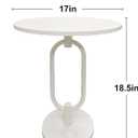 17In White Round Side Table, Modern U-Shaped Metal Pedestal Accent End Table, Compact Small Sofa Side Table Nightstand, Easy Assembly Small Coffee Table for Living Room Bedroom Balcony