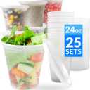 Reli. Deli Containers with Lids (25 Sets) 24 oz Plastic Containers with Lids | Plastic Soup Cups for To Go, Meal Prep, Food Storage | BPA Free & Disposable | Microwave, Dishwasher, Freezer Safe