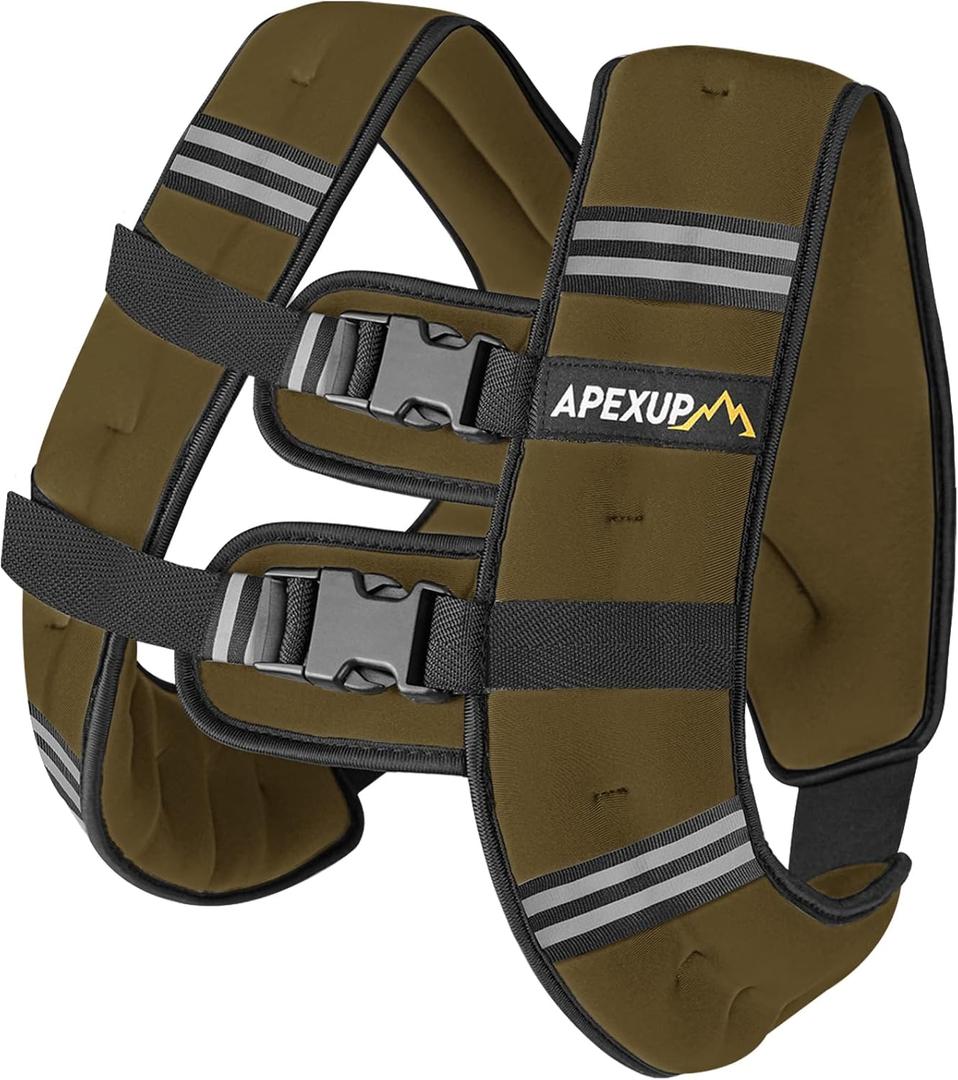 APEXUP Weighted Vest Men Women, Weight Vest for Women Workout Equipment for Strength Training Running (25lbs, Khaki)
