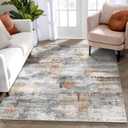vivorug Washable Rug, Ultra Soft Area Rug 3x5, Non Slip Abstract Small Rug, Stain Resistant Rugs for Living Room Bedroom, Modern Fluffy (Gray/Rust, 3'x5') (Colorful/ Multi)