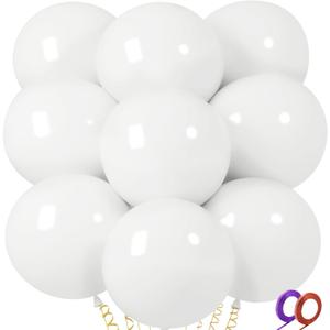 32Pcs White Big Balloons 18 Inch, Round Large Latex Party Balloons for Birthday Wedding Decorations. (white)