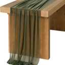Ling's Moment 14Ft Emerald Green Sheer Chiffon Like Table Runner for Wedding Reception Rustic Boho Wedding Party Bridal Shower Sage Table Setting Decorations