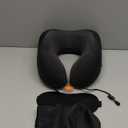 MLVOC Travel Pillow 100% Pure Memory Foam Neck Pillow, Comfortable & Breathable Cover, Machine Washable, Airplane Travel Kit with 3D Contoured Eye Masks, Earplugs, and Luxury Bag, Standard (Black)