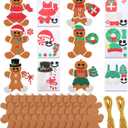Remagr 24 Pcs Gingerbread Man Craft Christmas DIY Gingerbread Ornament Ginger Bread Men Hanging with Self-Adhesive Sticker Sheets for Christmas Arts and Crafts Favor Xmas Tree Decoration