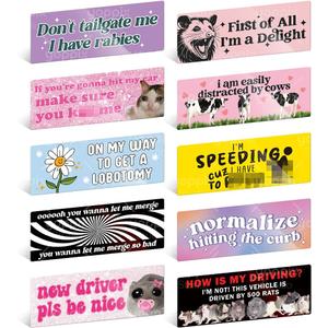 Yoppix 10PCS Funny Car Bumper Magnet, New Driver Magnet Prank Magnetic Sticker for Car Truck Metal, Hot Girls Hit Curbs New Driver Please Be Patient Waterproof Reusable