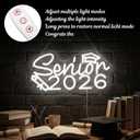 Huquary Senior 2026 Neon Sign Graduation Neon Sign Dimmable LED Grad Light up Backdrop Decor for Graduation Party Decoration Class of 2026 Celebrations Senior Night Party Photo Props