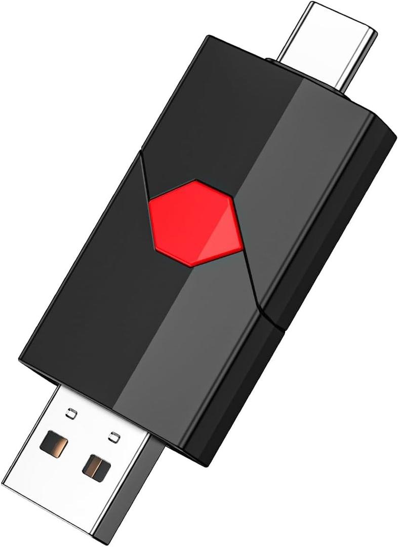 Aiibe 128GB USB C Flash Drive Dual Type C + USB A 128GB Jump Drive Push-Pull Thumb Drive for iPhone 15 Smartphone Tablet Computer (Red)