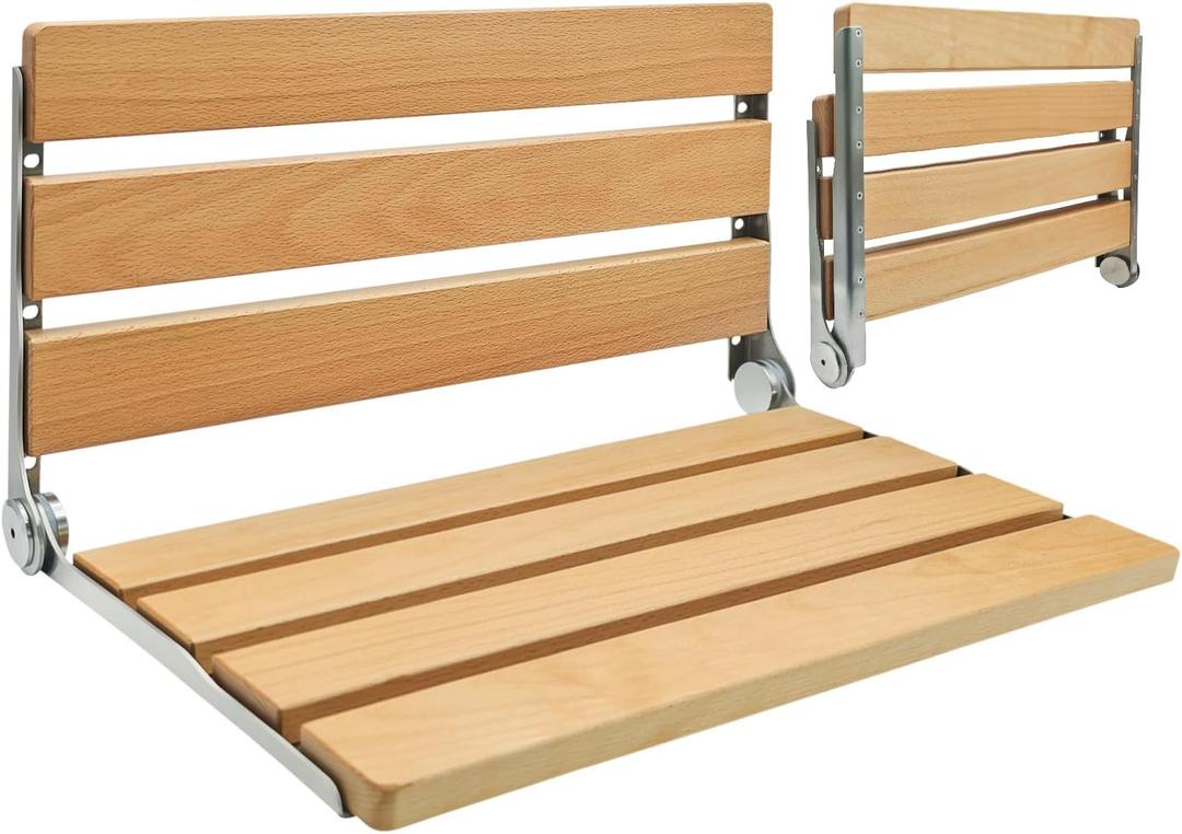 20 Inches Extra Long Wall-Mounted Folding Shower Seat, Foldable Shower Stool, Suitable for Seniors Disable(ADA Compliant), Shoe Bench Bathtub Stool. Maximum Capacity 440 lb