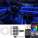 Jushope Car LED Lights, Interior Car Lights with Wireless APP/RF Remote/Button Control, Car Ambient Lighting Kit with 315" Integrated Molding Fiber Optic RGB Sync to Music (6 in 1-USB)