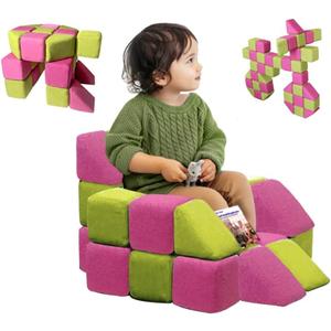 nets Tribe Magnetic Soft Building Blocks for Kids, Magnetic Blocks, Big Blocks, Educational Toys, Incredibly Fun Building Block for Children (Rose red+Green)