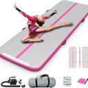 Inflatable Air Gymnastics Mat 10ft Training Mat 4 inches Thick Tumbling Track with Electric Pump for Gym/Home/Outdoor/Cheerleading/Yoga/Water (Pink)