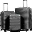 XURWIIN Luggage Sets 3 Piece Made of 100% Polycarbonate,Hardshell Suitcases With Detachable Spinner Wheels,Expandable,Carry On Suitcases with TSA Lock,Lightweight,Durable,(gray)