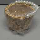 Wicker Rattan Flower Girl Basket,Pearl Handle Flower Basket,Flower Girl Basket for Wedding and Home Decorations.