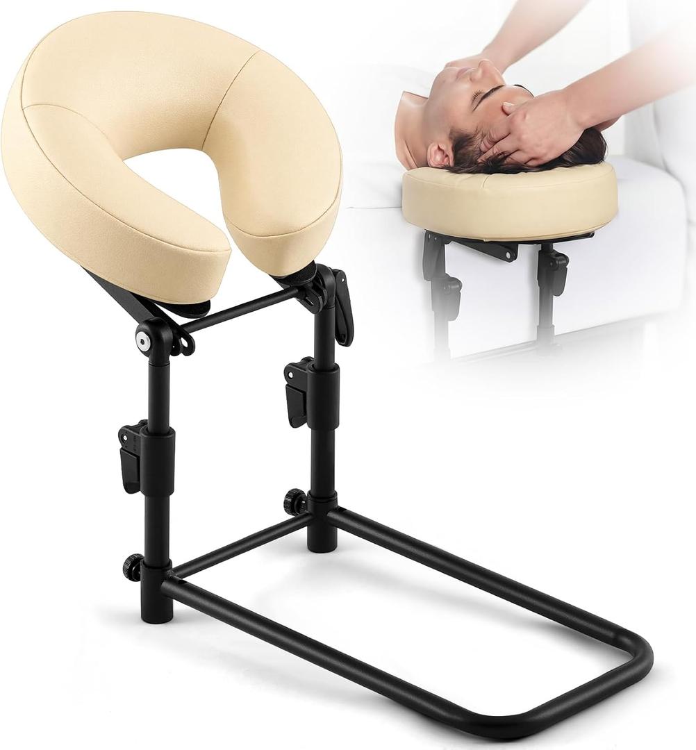 Qunclay Adjustable Massage Headrest for Bed, Portable Mattress Massage Face Cradle with Soft Pillow Cushion, Face Down Pillow After Eye Surgery for Professional and Home Use(Apricot)