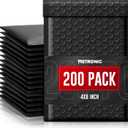 METRONIC Bubble Mailers 4x8 Inch 200 Pack Padded Envelopes Usable Size 4x7 Waterproof Black Padded Mailer Self Seal Adhesive Bubble Envelopes for Shipping Jewelry, Makeup, Small Business