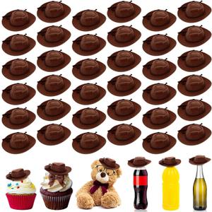 Xtinmee 24 Pcs Mini Cowboy Hats for Crafts Tiny Cowgirl Hat 2 Inch Miniature Western Caps for Doll Bottles Cake Cupcake Toppers Party Decor
