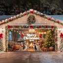Christmas Garage Door Banner 13x6ft Merry Christmas Dogs Fireplace Theme Backdrop Banners for Outside Indoor Winter Door Cover Garage Wall Covering for Party Garage Decorations