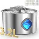 Stainless Steel Cat Water Fountain with Silicone Mat & 2 Filters, 108oz/3.2L Automatic Pet Water Dispenser for Cats Dogs, Quiet Indoor Metal Drinking Bowl, Dog Fountains, Waterer