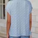 PRETTYGARDEN Women's Sweater Vest 2025 Summer Short Sleeve Tops Casual Crewneck Knit Oversized Pullover Trendy Spring Outfits (Light Blue,Large) (Blue, L)