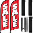 Sale Feather Flags, 8Ft Swooper Feather Flag for Sale Business 2Pack (Red)