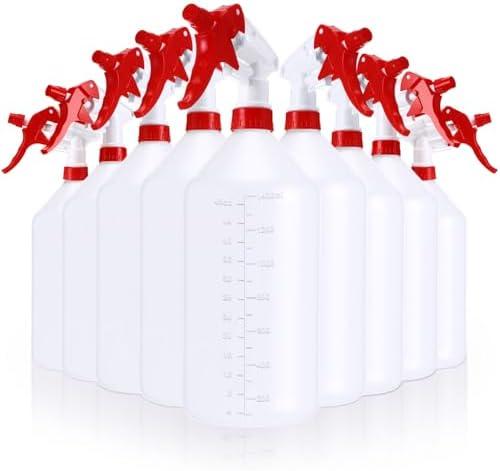 Gandeer 10 Pcs 48 oz Plastic Spray Bottle Bulk Refillable Empty Leakproof Heavy Duty Spray Bottles with Adjustable Nozzle for Cleaning Supplies Mist Bottles Planting(Red White,Classic Style)