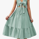 Arshiner Girls Summer Tie Back Dress Tween Boho Casual Square Neck Flutter Sleeve Maxi Dresses with Pockets, Size 6