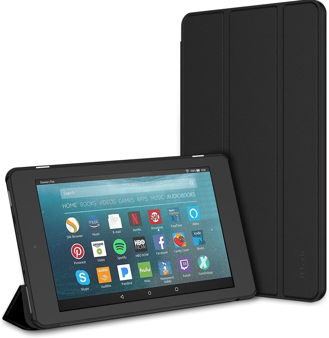 JETech Case for Amazon Fire 7 Tablet (7th Generation 2017 Release Only) Smart Cover with Auto Sleep/Wake (Black)