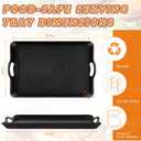 3 Pack Black Serving Tray with Handles 20.5"x13.4" Large Plastic Rectangular Ottoman Multi Purpose Kitchen Food Tray for Coffee Table, Restaurant, Parties