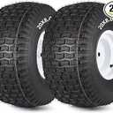 20x8.00-8 Lawn Mower Tire and Wheel, 4 Ply Tubeless Tire, 20x8-8nhs Riding Lawn Mower and Tractor Rear Tire and Wheel Assemblies, 3.5" Offset Hub, 3/4" Borehole, and 3/16" Keyway