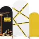 Construction Birthday Party Arch Cover Set of 3 Construction Arch Backdrop Spandex Stretch Backdrop Stand Cover 4ft, 5ft, 6ft(Caution)