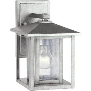 Generation Lighting 88025-57 Hunnington One - Light Outdoor Wall Lantern Outside Fixture, Weathered Pewter, 1-Light, cETL Listed, Safety Rated for Wet Locations, Aluminum Construction