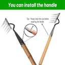 Garden Rake, Gardening Tools Heavy Duty Rake with 5 Metal Tines, Sharp Edge Garden Weeding Tools, All Steel Hardened Hoe Garden Hand Rake Tools for Backyard Lawn Loosening Planting (5 Tines)