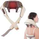 Neck and Shoulder Massager Shiatsu with Deep Kneading and Heat, Cordless Relaxing Muscle Massage, Beige