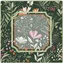 Dark Green Mahjong Mat Boho Floral Mahjong Table Mat 31.5x31.5 in