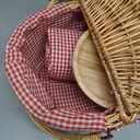 ZORMY 15" Wicker Picnic Baskets with Removable Liner, Empty Picnic Basket with Lid, Picnic Hamper with Folding Woven Handles for Picnic, Camping, Outdoor, Halloween, Thanks Giving - WhiteKapok