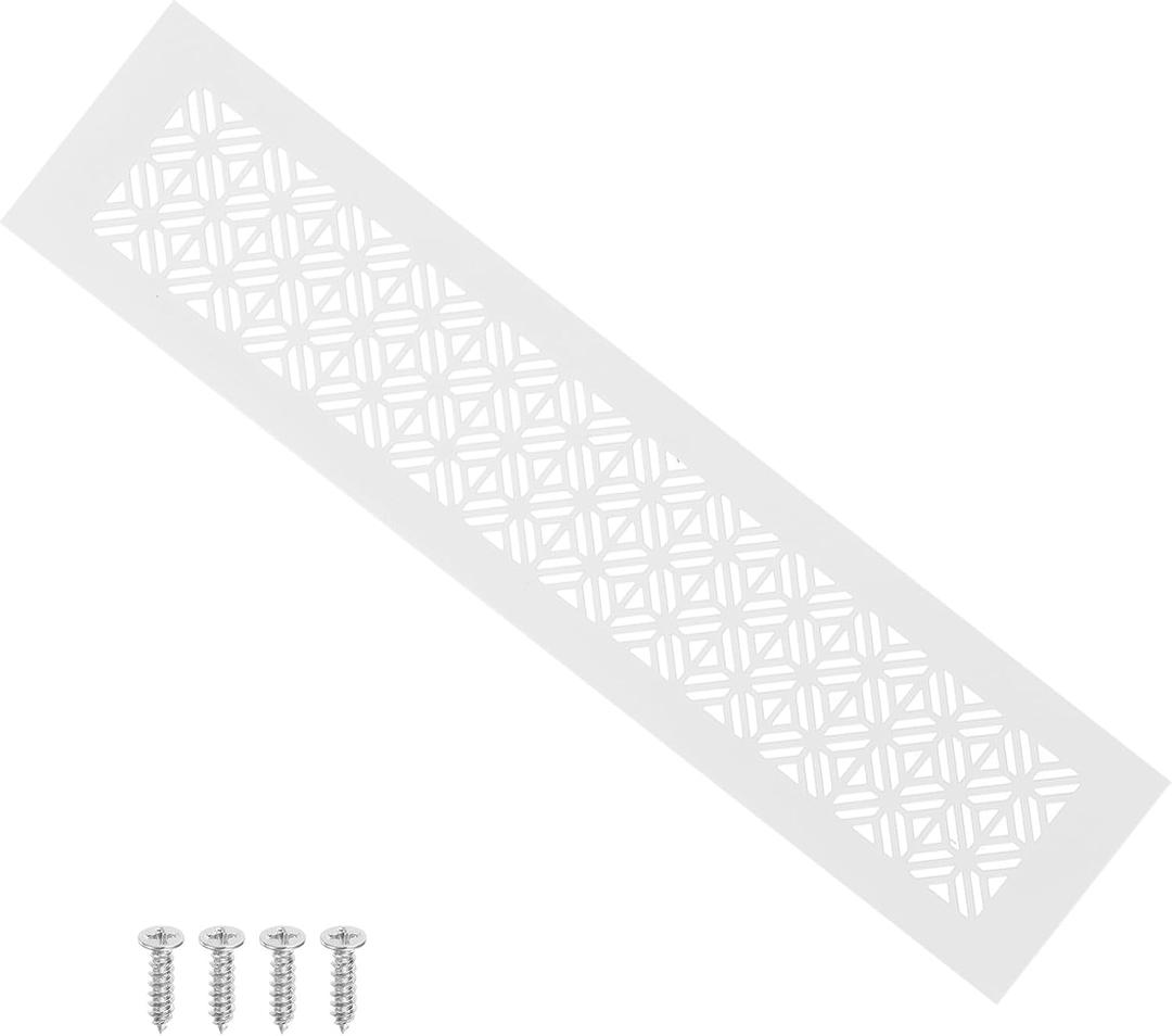 PATIKIL 14 x 3 Inch Door Air Vent Cover, Heavy Duty Aluminum Grille Ventilation Cover Louvered with Mounting Screws for Cabinet Wardrobe Door, White
