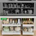 PAKETA 2 Pack Expandable Pull Out Cabinet Organizer, 21'' Deep Pull Out Drawers for Cabinets, Upgrade 3 Slide Rails Sliding Drawers for Cabinets with Adhesive Nano Film (White, 21"D X 12-20"W)
