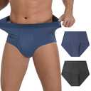 GRESTU Men's Incontinence high-Waisted Underwear Washable 2-Pack, Excellent Absorbency, Leakproof, Breathable Cotton Briefs, L
