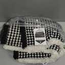 AMOAMI Upgraded Waffle Bath Mat, Super Absorbent Non Slip Bath Mats for Bathroom Floor, Machine Washable Bathroom Rugs with Tassels, Rubber Backed Bathroom Mats, Ultra Soft, 18" x 30",Black & Cream (1'6" x 2'6" (Rectangular))