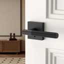 Asidrama 4 Pack Black Privacy Door Handles, Door Lever with Door Knobs Indoor for Bedroom or Bathroom, Heavy Duty Door Handles Interior with Locks for Left Right Sided Doors