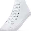 Mens Classic High Top Sneakers,Lace up High Top Canvas Shoes,Casual Shoes for Men(Full White.US11)