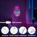 Easter Egg Neon Sign - Hidden Bunny & Colorful Eggs LED Wall Decor, USB Dimmable Spring Decor with Surprise Rabbit Design - Magical Easter Decorations for Home & Party