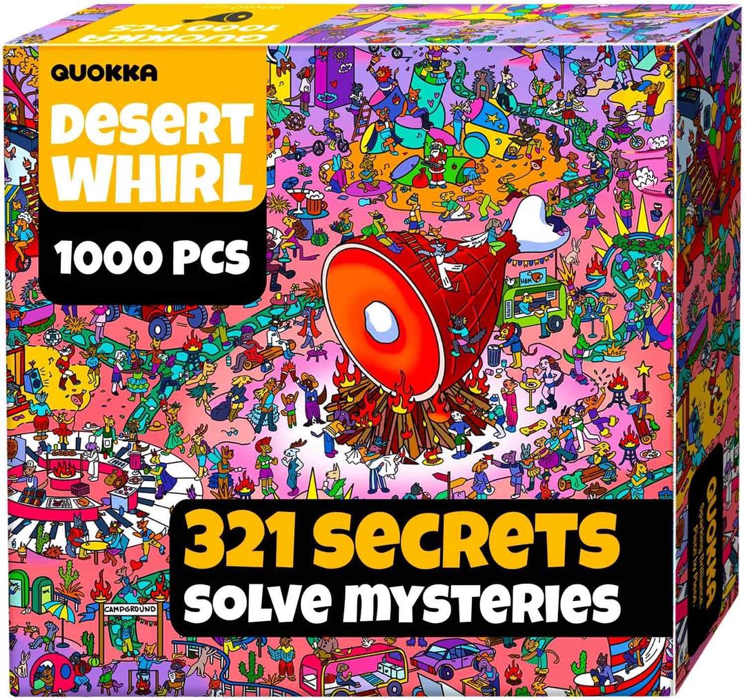 QUOKKA 1000 Piece Puzzle for Adults and Teens  Desert Whirl Adult Jigsaw Puzzles with Hidden Secrets & Audio Story  Detailed Visual Puzzle Game for Focus & Relaxation with Twist  FSC Certified Gift
