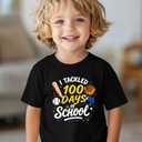 100 Days of School Shirt Kids  Boys Girls Toddler Happy 100th Day of School T-Shirt, Kindergarten 100 Day,3T-7T (Black)