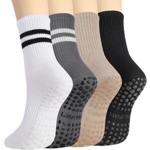 Striped Pilates Socks with Grips for Women