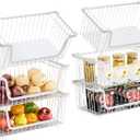 GAOKASE 6 Pcs Stackable Wire Baskets for Pantry Organizers and Storage,Vegetable Fruit Basket for Countertop,Kitchen Storage Metal Baskets,Produce Potato Onion Storage Bin,White
