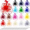 Tarpop 16 Pcs Fascinators Hat for Women Tea Party Hat Flower Mesh Fascinators Wedding Feather Headband Cocktail Hair Clip (Mixed Colors)